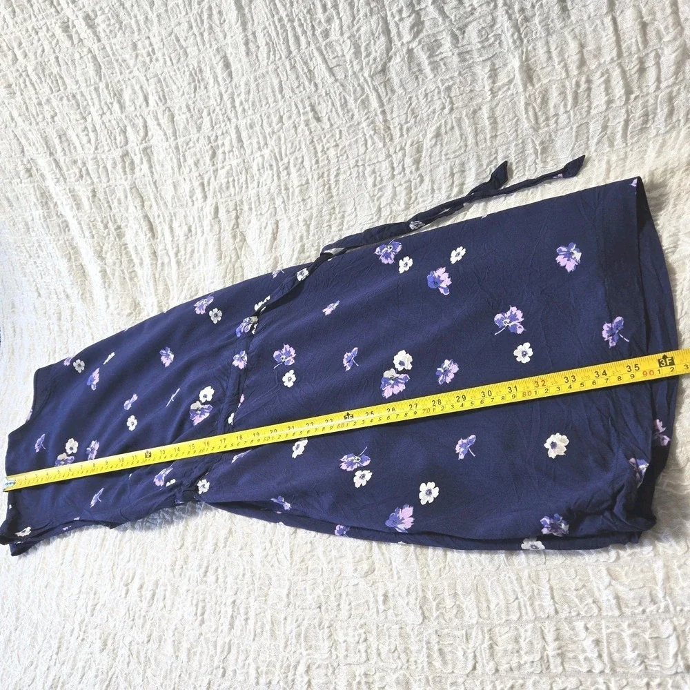 Old Navy Womens Blue Floral Dress Size 2XL ‎ Cross String Closure RN:54023